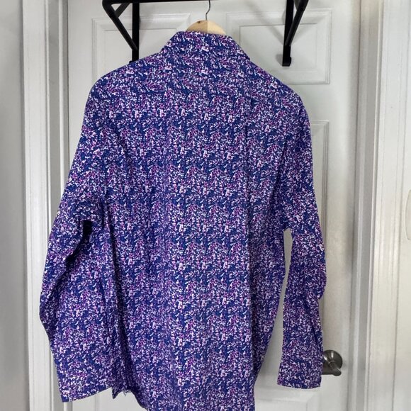 Tailorbyrd Men's Blue-based Multi-color Floral L/S Casual Button-down Shirt, XL - Picture 3 of 5